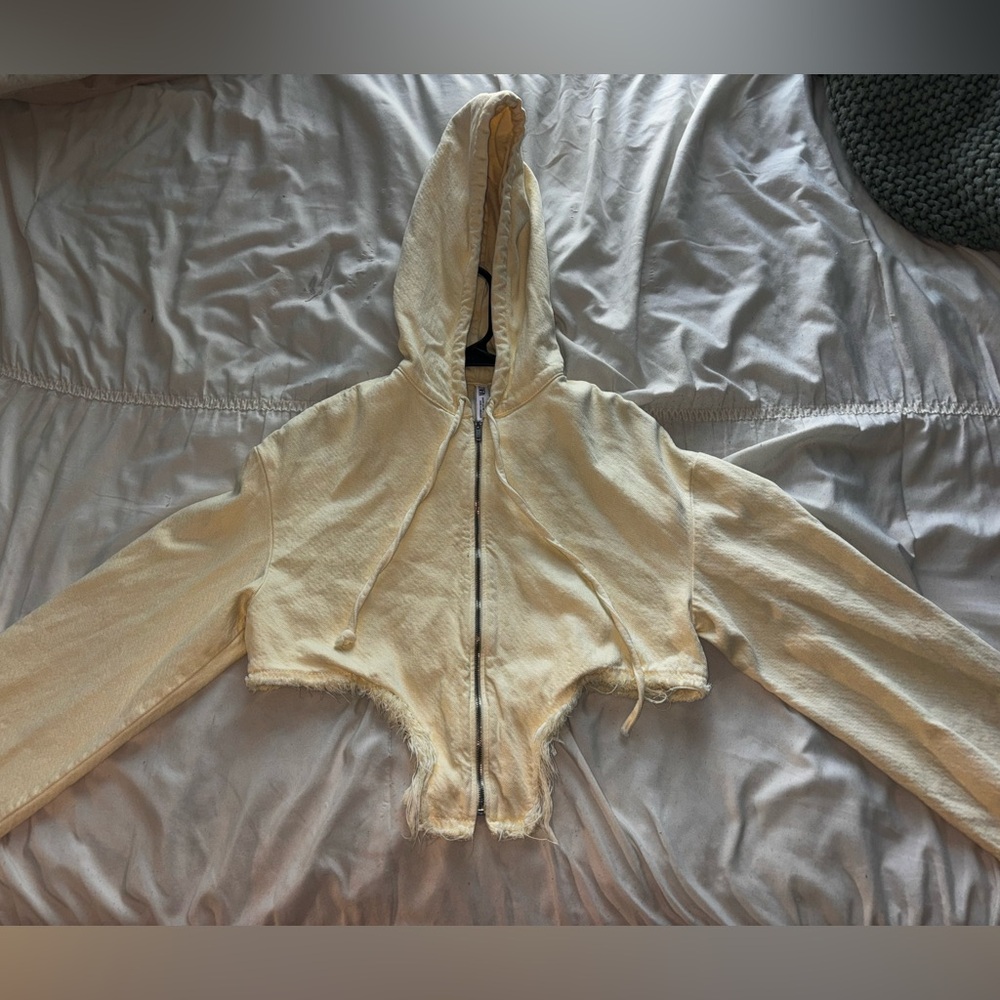 ZARA YELLOW CROPPED HOODIE